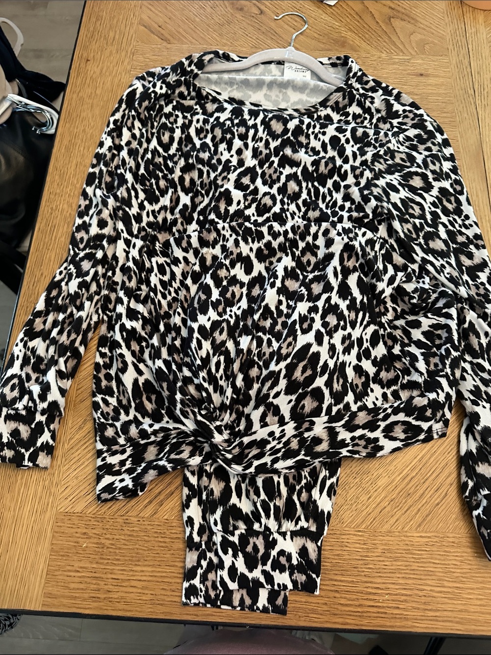 Unk Black White and Tan Leopard Print Jogger Pants